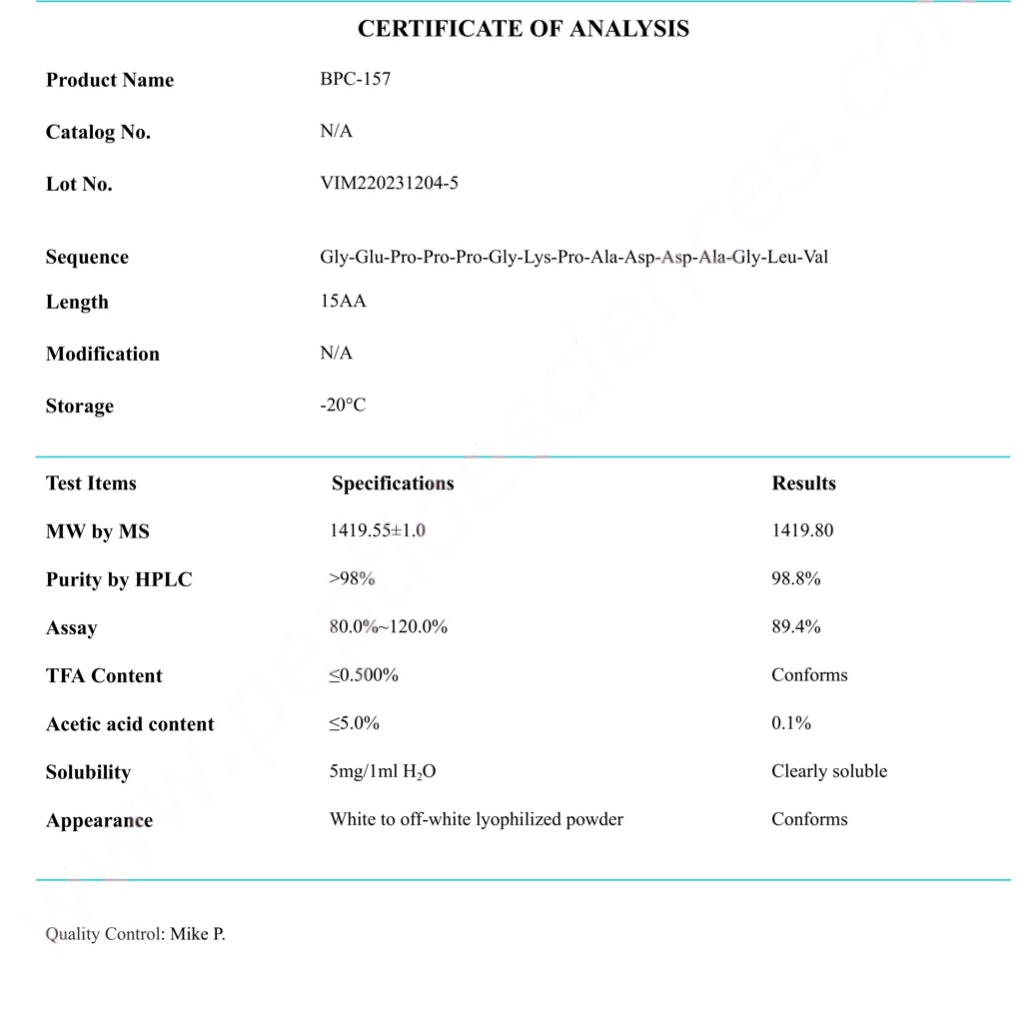 COA BPC-157 5mg COA BPC-157 5mg
