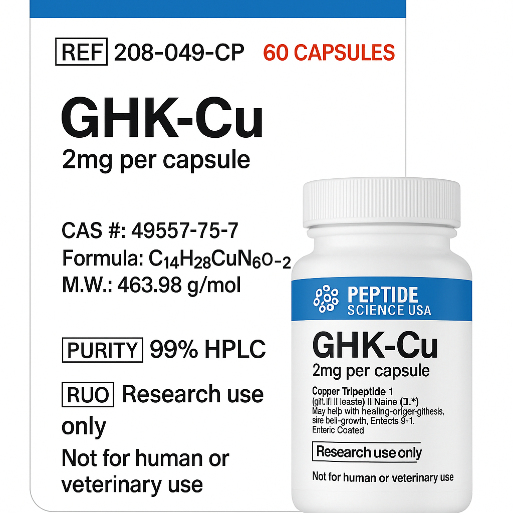 GHK-Cu (2mg x 60 Capsules) Copper Tripeptide Research Grade