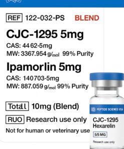 10mg vial of CJC-1295 and Hexarelin peptide blend for laboratory research